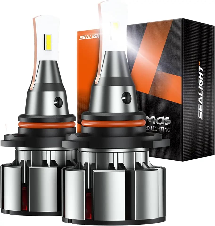 SEALIGHT 9005 LED Bulbs, L2 HB3 24,000LM Super Brightness 6000K Cool White Bulbs, IP68 Waterproof, Plug and Play, 15000RPM Turbo Fan, 60000Hrs Lifespan, 1:1 Size Driving Bulbs, Pack of 2