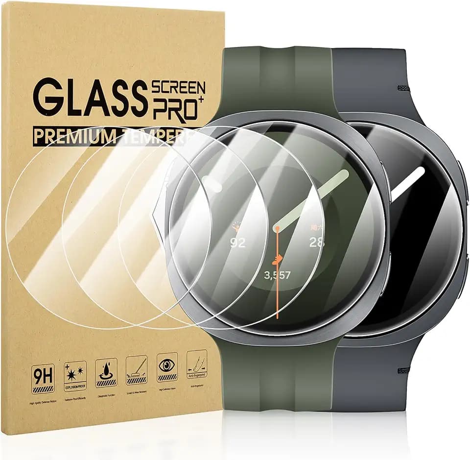 Suoman 4-Pack for Samsung Galaxy Watch 8 44mm Tempered Glass Screen Protector, 9H Hardness protective film
