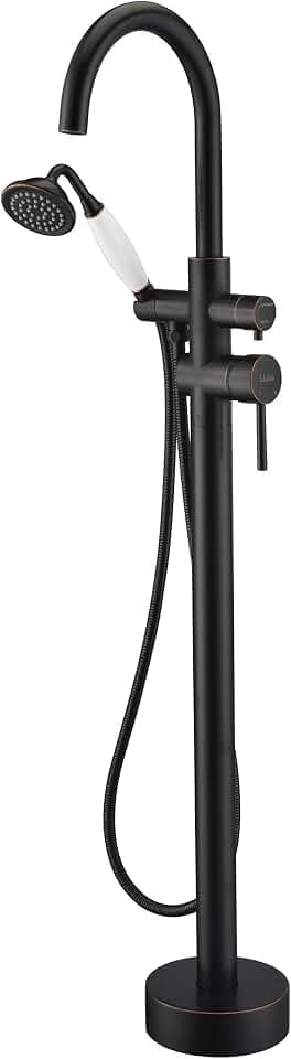Freestanding Tub Filler Bathtub Faucet Oil Rubbed Bronze LLGG High Flow Rate 11.9GAL Floor Mounted Faucets Mount with Handheld shower Sprayer RIGOBAL