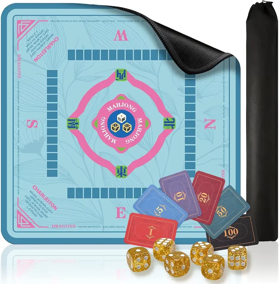 American Mahjong Mat with Rules(31.5"x31.5") Non-Slip Waterproof