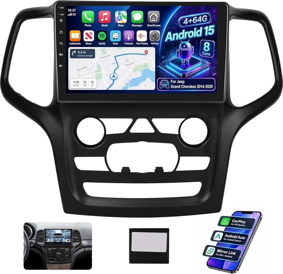 [8 Core 4+64GB] Android 15 Car Stereo for Jeep Grand Cherokee 2014-2020
