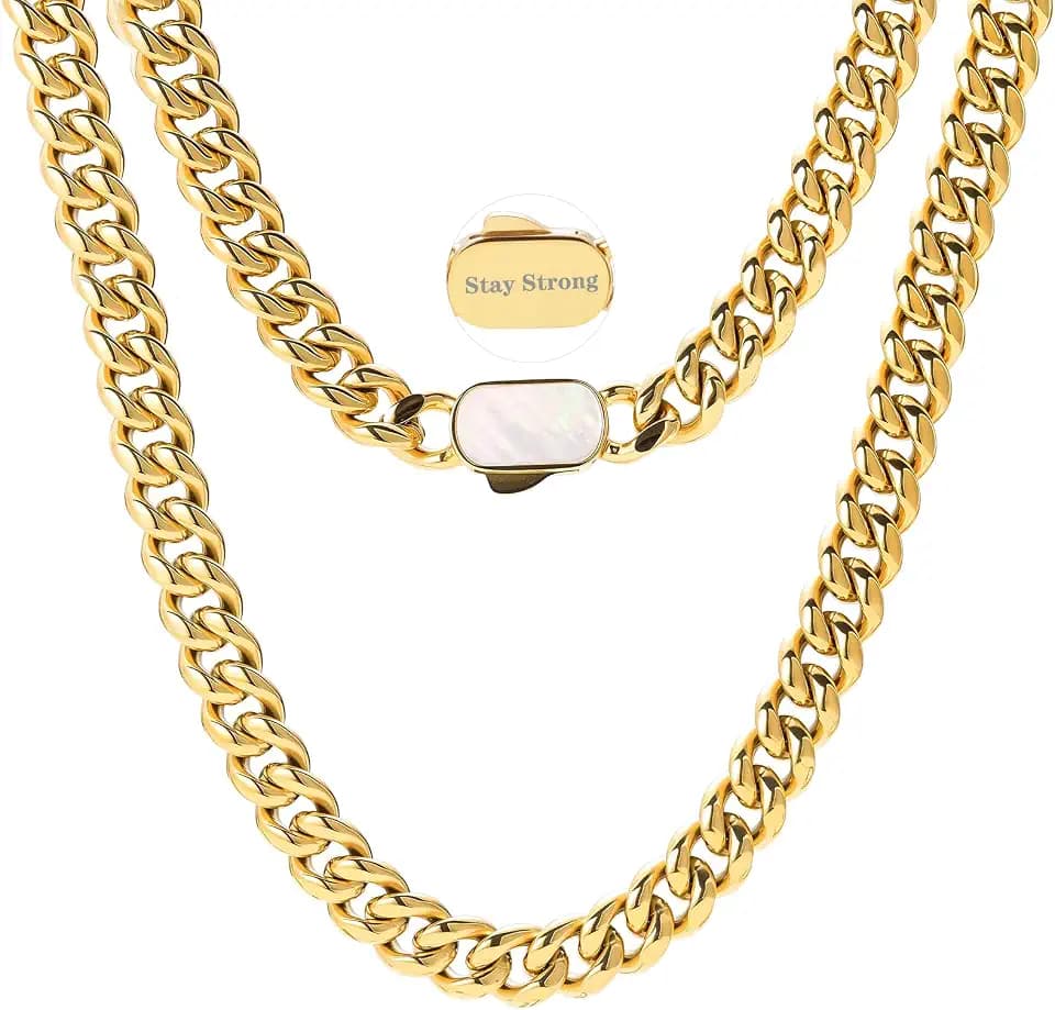 8mm Miami Cuban Link Chain 18K Gold Plated Stainless Steel Necklace