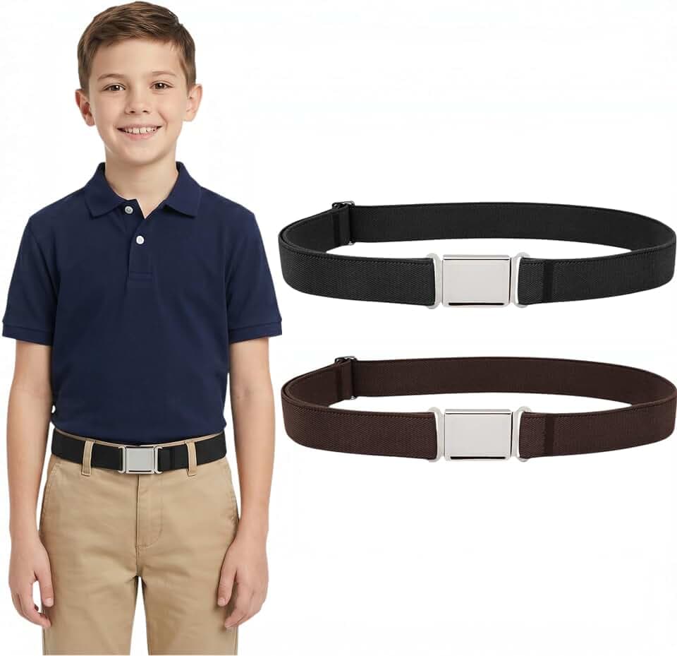 JASGOOD Kids Adjustable Magnetic Belt Boys Girls Elastic Belt with Easy Magnetic Buckle for Back to School Girls