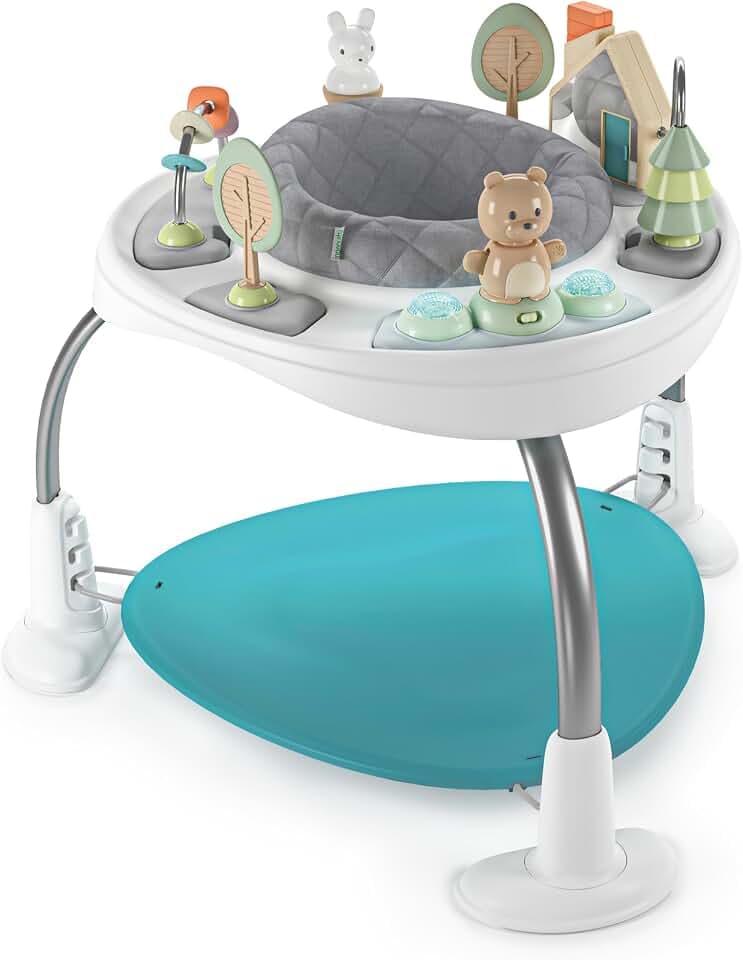 Ingenuity Spring & Sprout 2-in-1 Baby Activity Center Jumper and Table with Infant Toys - Ages 6 Months +, First Forest