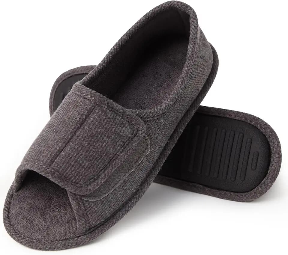 Magtoe Men’s & Women’s Open-Toe Adjustable Memory Foam Slippers, Comfy and Breathable House Shoes for Indoor/Outdoor