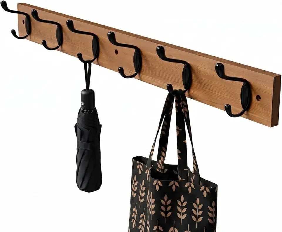 Amig - Wandgarderobe Mehrfach - 680 x 70 x 75 mm - Aufhänger in Akazie/schwarz - Hergestellt aus HOLZ + ZAMAK. Mod. CM37