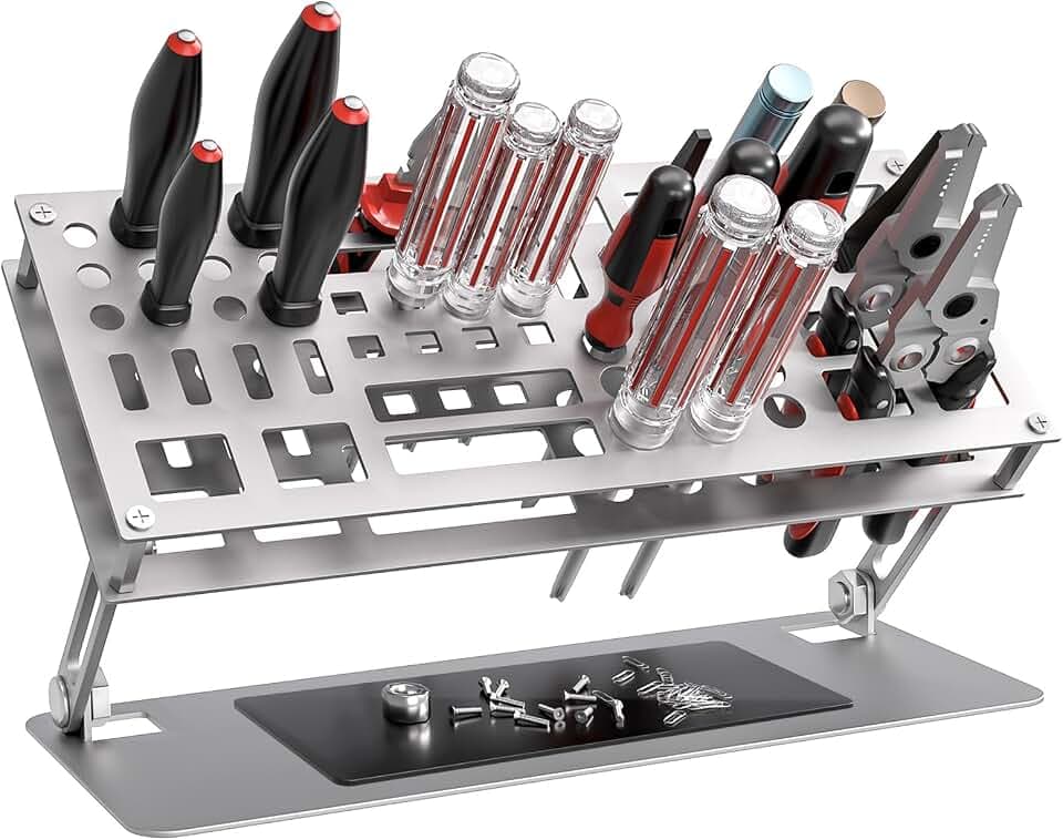 Screwdriver Organizer Holder Rack: Height Adjustable (Silver)
