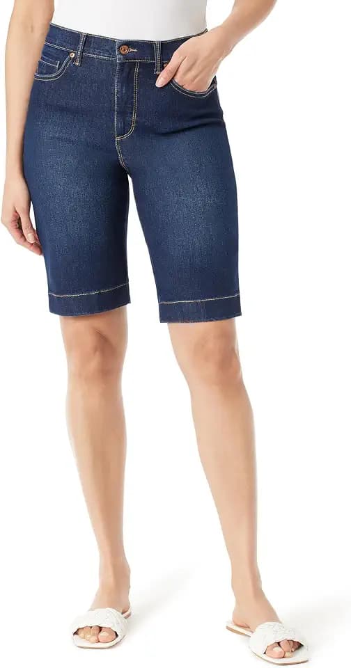 Gloria Vanderbilt Womens Amanda Bermuda High Rise Short Petite
