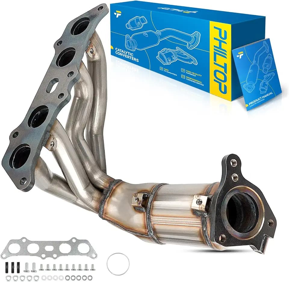 PHILTOP Front High FLow Stainless Steel Catalytic Converter Kit Compatible with Toyota Camry 2.2L 1997-2001, Solara 2.2L 1999-2001 Replace# 40434, 641467, 16288, Stainless Steel (EPA Compliant)