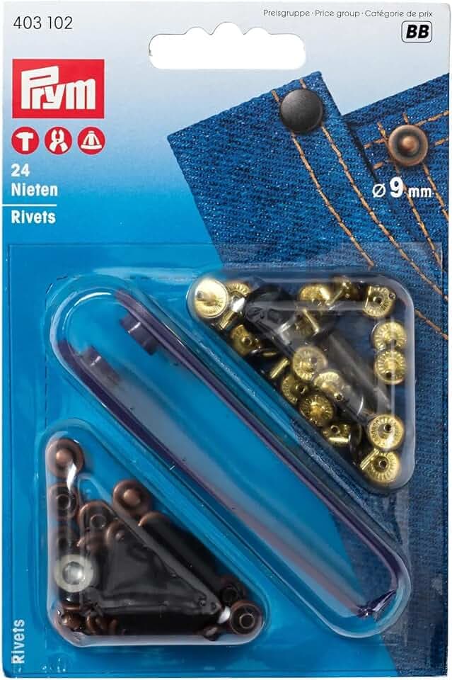 Prym 403102 Nieten Messing 9 mm altkupfer/brüniert, Metal
