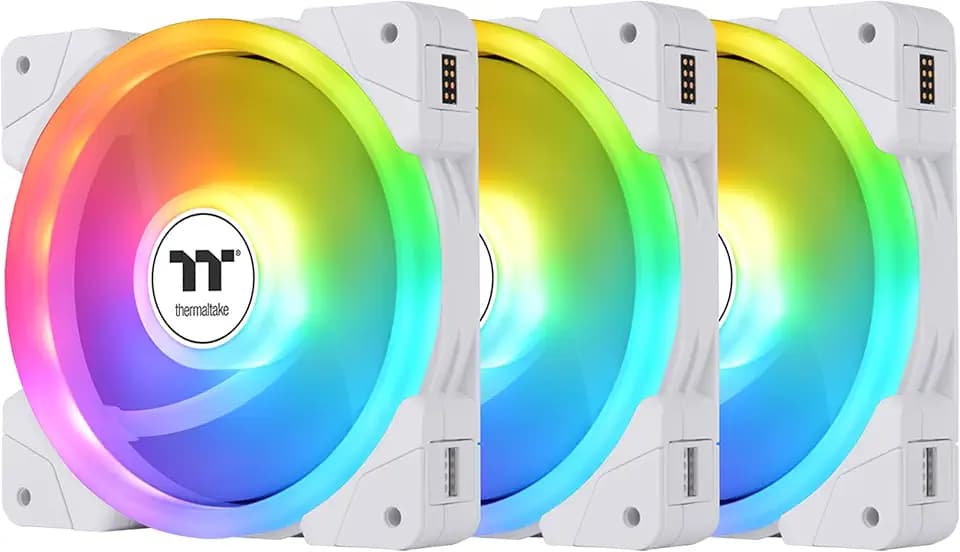 Thermaltake SWAFAN EX 12 ARGB PC Cooling Fan White, 3-Fan pcak, 500~2000 RPM, Magnetic Connection, Reversable Blades, sync with MB RGB Software, CL-F169-PL12SW-A