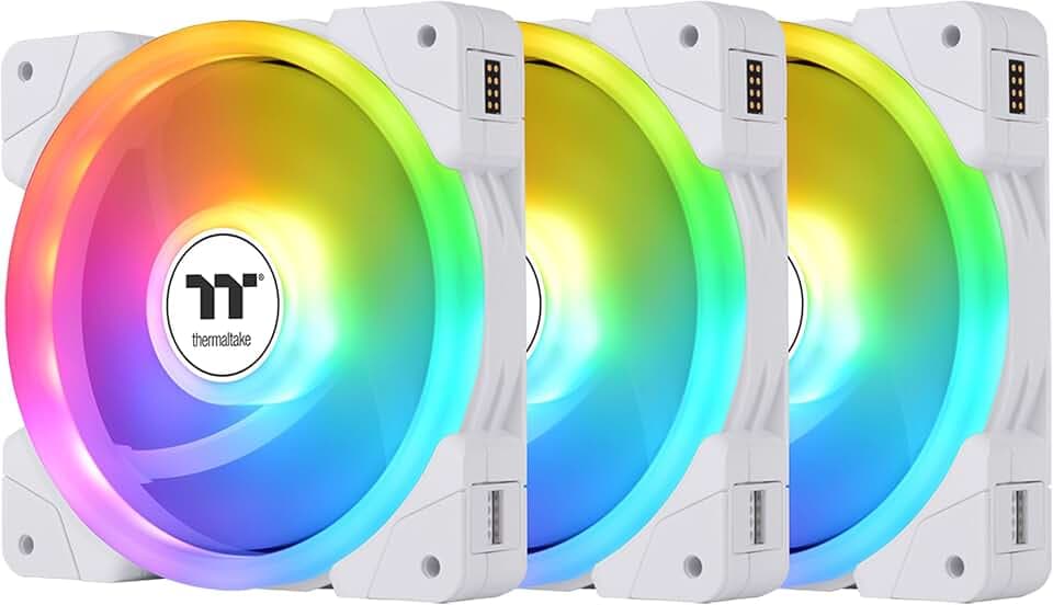 Thermaltake SWAFAN EX 14 ARGB PC Cooling Fan White, 3-Fan pcak, 500~2000 RPM, Magnetic Connection, Reversable Blades, sync with MB RGB Software, CL-F170-PL14SW-A