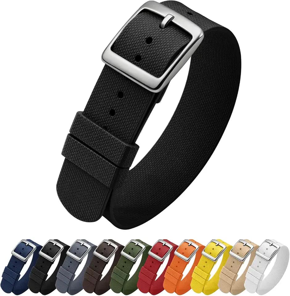Watch Strap FKM Rubber Watch Strap 20mm Waterproof Silicone Replacement Band 22mm, Soft Rubber for Man Watch Band