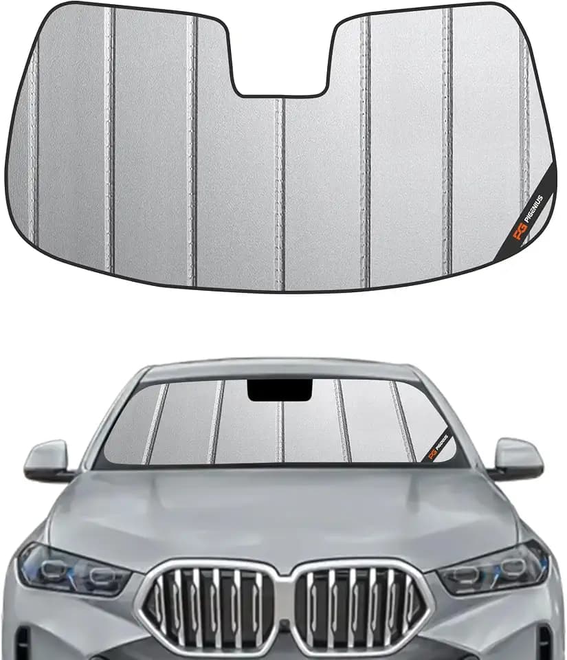 Pigenius Windshield Sun Shade for BMW X6 (G06) 2020-2023, Fits xDrive40i M50i X6 M, Premium Grey Leather Finish