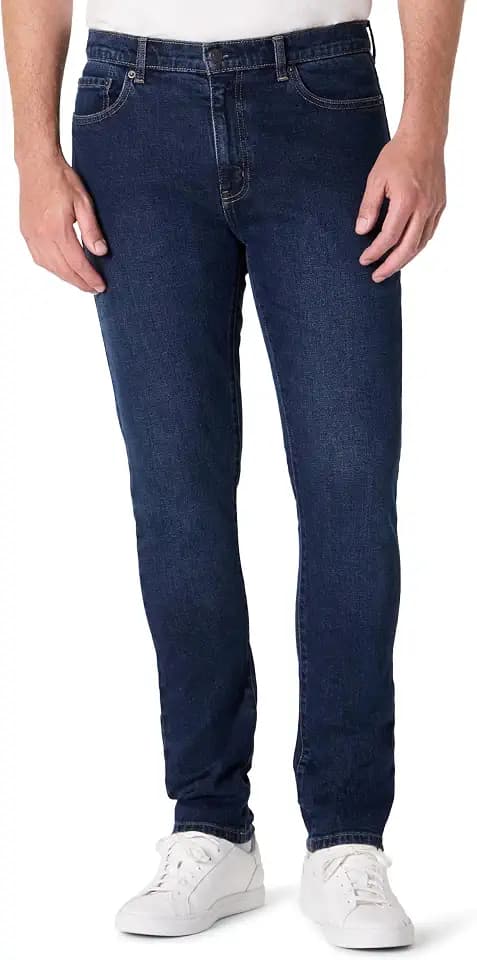 Amazon Essentials Men's Low Stretch Slim-Fit Jean, Tapered Leg, Vintage Inspired Midweight Denim