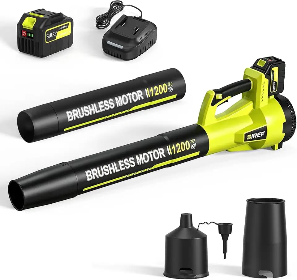 Leaf Blower Cordless with 6.0Ah Battery & Charger, Brushless Electric Leaf Blowers, 6 Speed Modes Lightweight Powered Blower for Garden Lawn Patio Clearing Leaves & Dust, Gift for Men Dad Husband