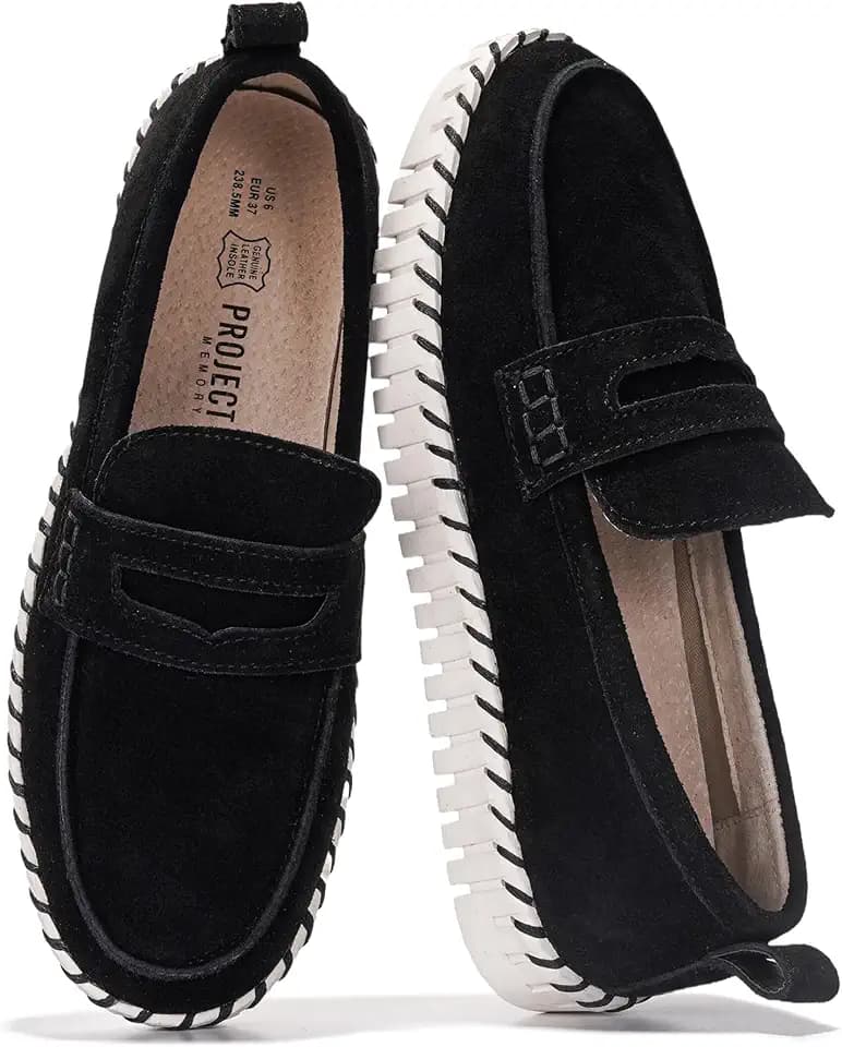 Project Cloud Genuine Leather Loafers for Women - Memory Foam Womens Shoes - Non Slip Spring Loafers Flexible Sole - Fashion Shoes for Women 2026 (Filide)