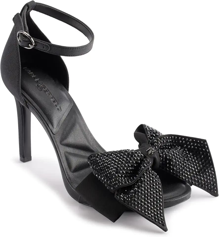 KARL LAGERFELD Women's Kenz Bow Evening Ankle Strap Heeled Sandals
