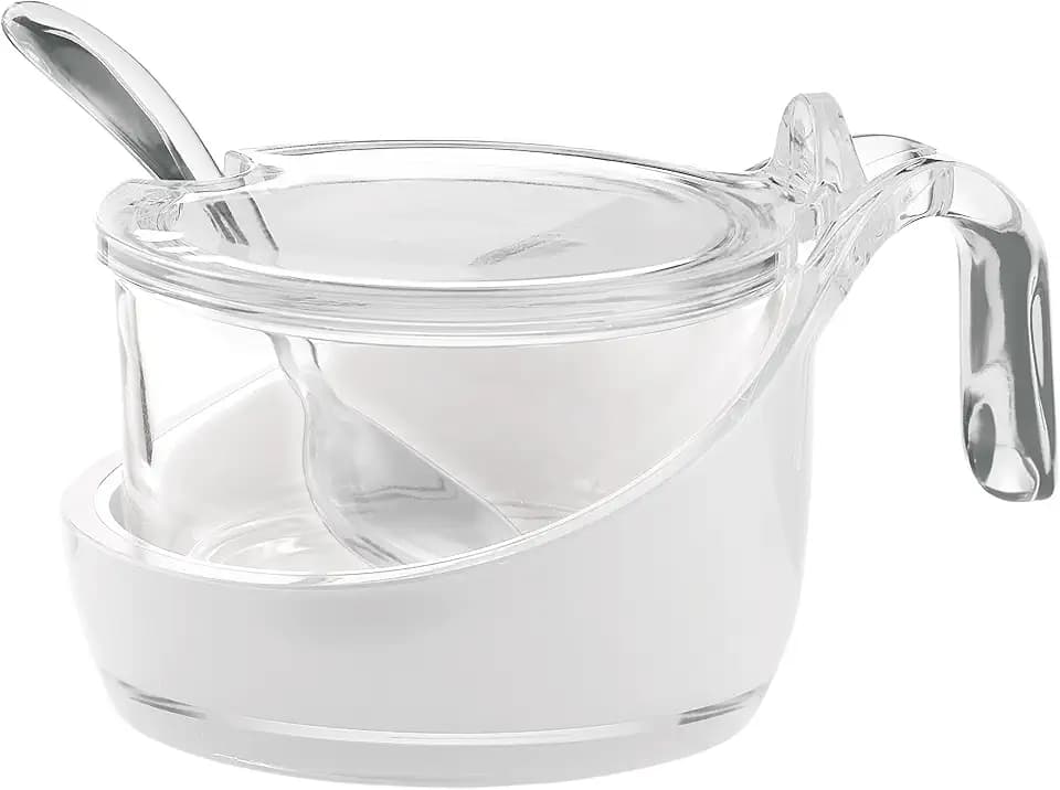 Guzzini - Glam/Vintage, Käsedose Marmeladengläser Zuckerdose mit Löffel - Transparent, 13,8 x 10 x h8 cm - 24890000