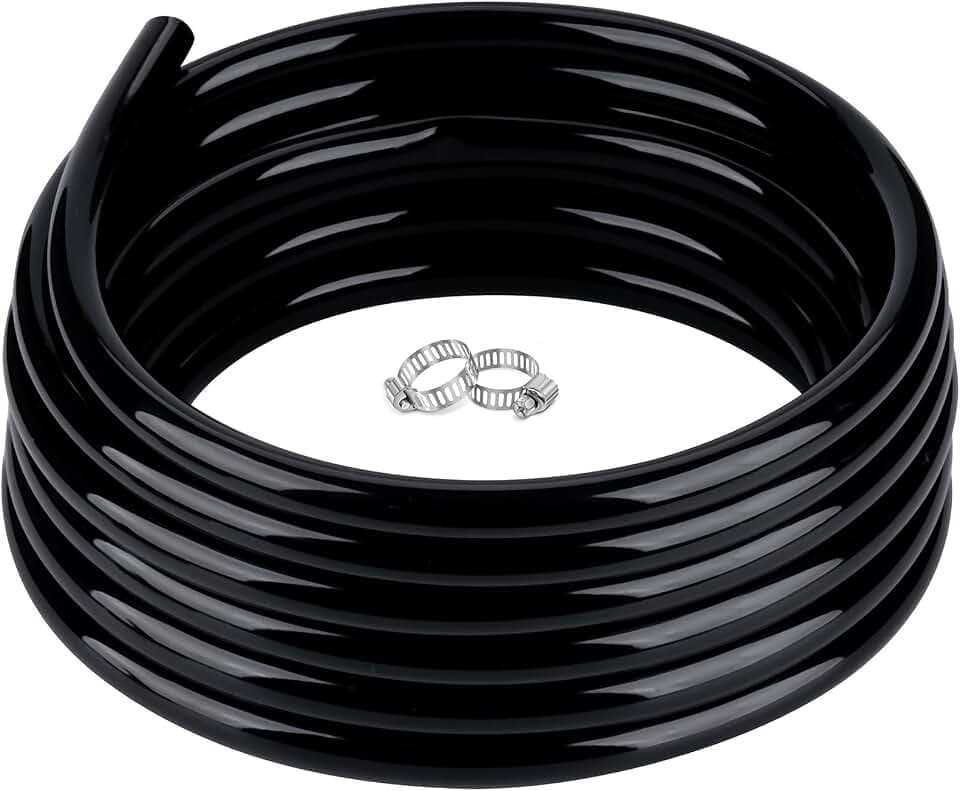 1/2" id - 50ft Black Vinyl Tubing Flexible PVC Irrigation Hose & 2 Clamps