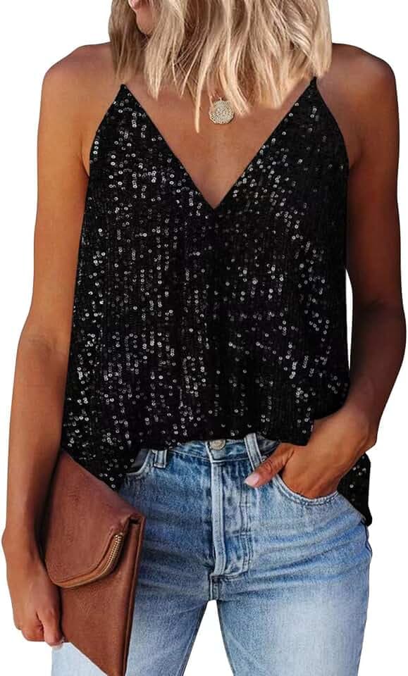 Damen Sexy Pailletten Oberteil Glitzer Tops Festival Party Outfit