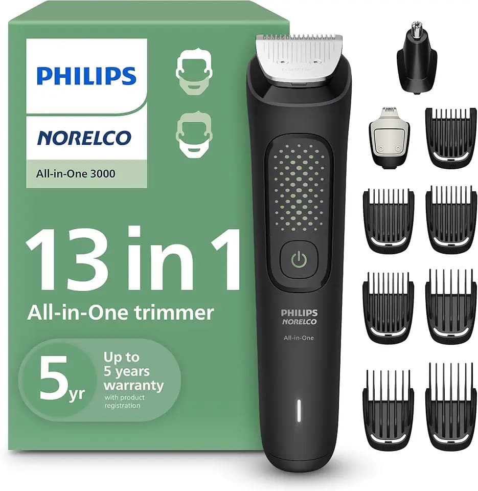 Philips Norelco All-in-One 3000 13-in-1 Trimmer, Face & Hair, Steel Blades