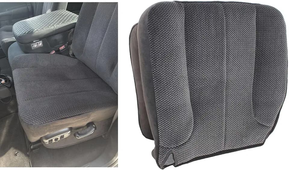 NLQR Front Driver Side Bottom Replacement Cloth Seat Cover Dark Gray Compatible with Dodge Ram 1500 2500 3500 4500 5500 Pickup SLT Laramie ST Custom Base 2002-2005