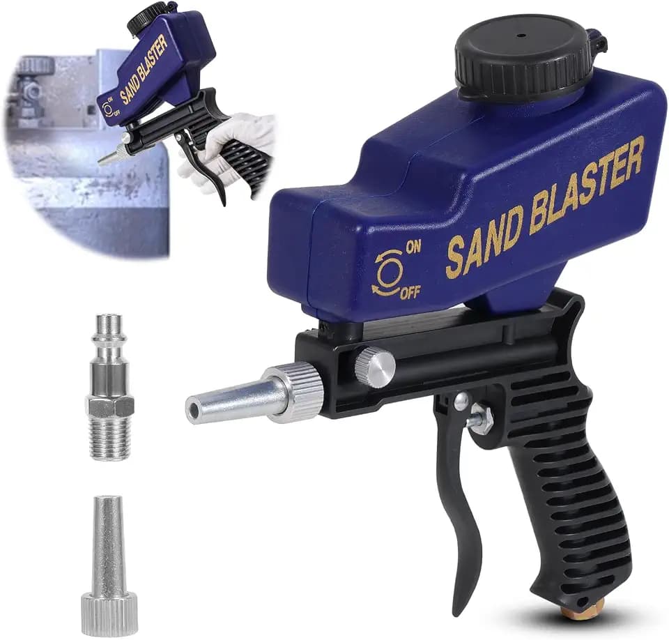 Ziopetru Gravity Feed Sand Blaster Gun for Air Compressor, 70-150 PSI, Blue