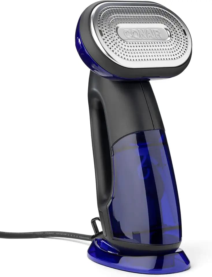 Conair 2-in-1 Steam & Iron Turbo Dampfglätter und Bügeleisen | 4 Einstellungen | Dampfleistung 33g/Min. | 10 Sek. Aufheizzeit | 3 Aufsätze alle Stoffarten | blau/schwarz