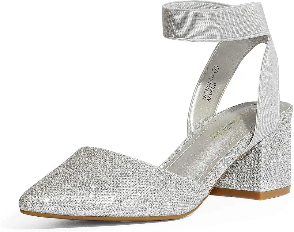 DREAM PAIRS Women's Nicholes Low Block Heel Pumps