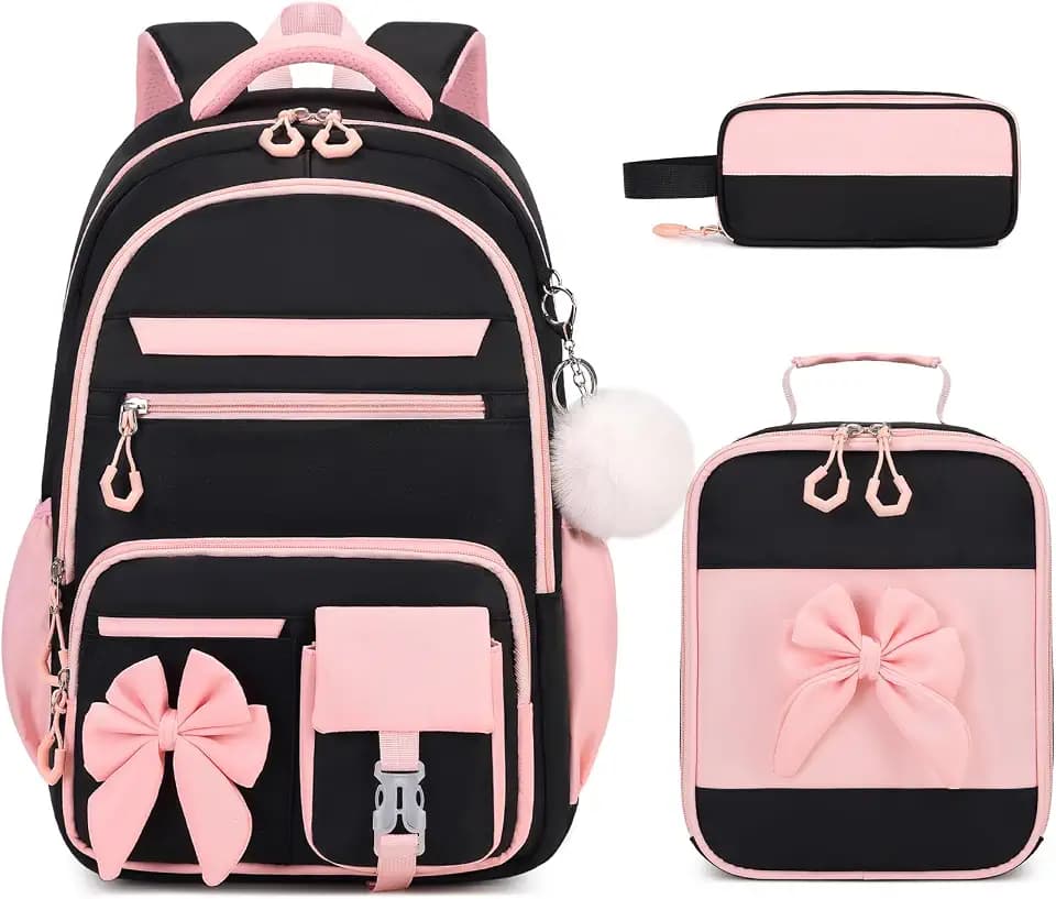 DIGOBAY Backpack for Girls, Cute Girls Backpack with Lunch Bag Pencil Case