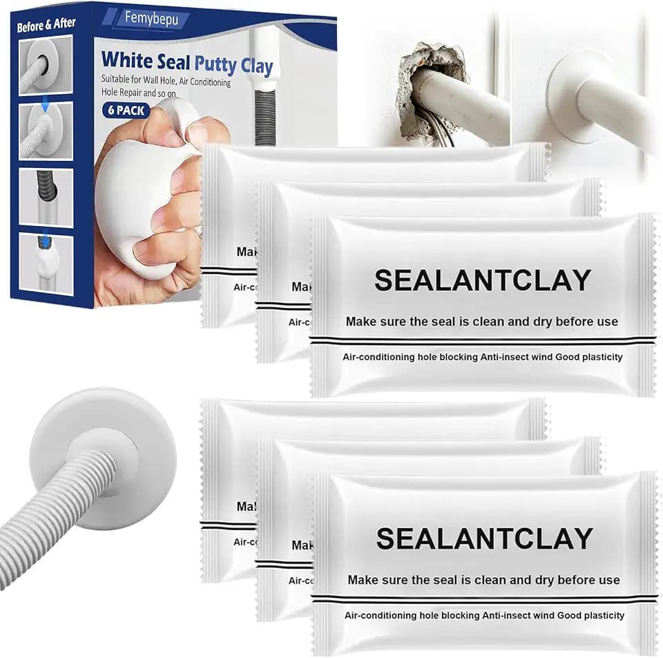 Waterproof Sealant Mastic, 6 Pack New Type White Seal Putty Waterproof Duct Seal Repair Sealing Clay, Quick Mending Mud for Drain Connection, Suitable for Wall Hole, Air Conditioning Hole Repair