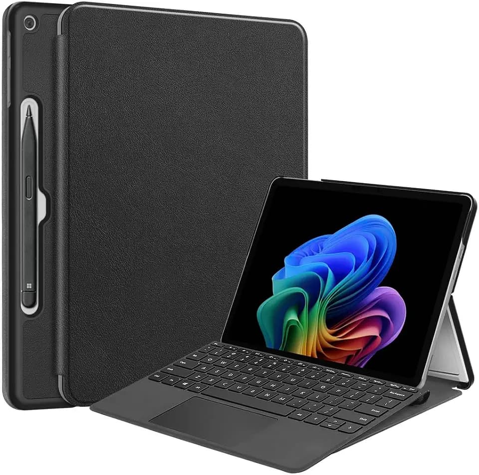Kepuch Custer Hülle für Microsoft Surface Pro 12 2025,Smart PU-Leder Hüllen Schutzhülle Tasche Case Cover - Schwarz