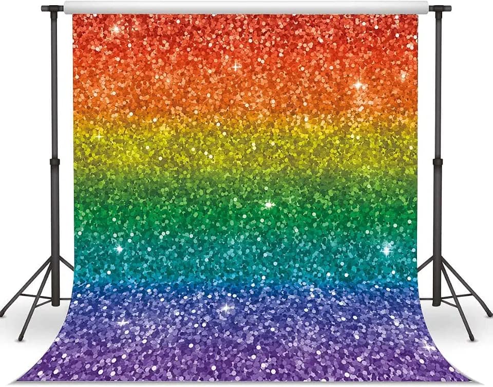 Colorful Rainbow Printed Backdrop (No Glitter) Color Party Backdrops 5x7ft