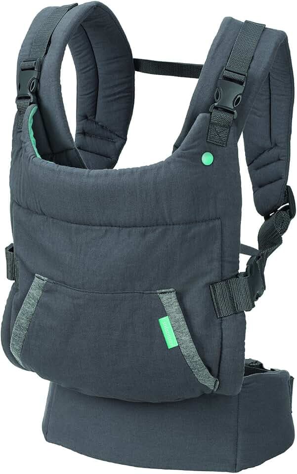 Infantino Cuddle Up Babytrage – Ergonomische Babytrage mit Teddy-Kapuze und verstellbaren Schultergurten – Für Säuglinge und Kleinkinder von 5,4-18 kg, grau