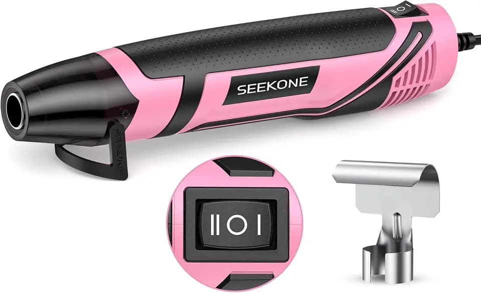 SEEKONE Mini Heißluftfön 2-Temp 260℃/450℃, Heissluftföhn mit Edelstahldüse (Rosa)