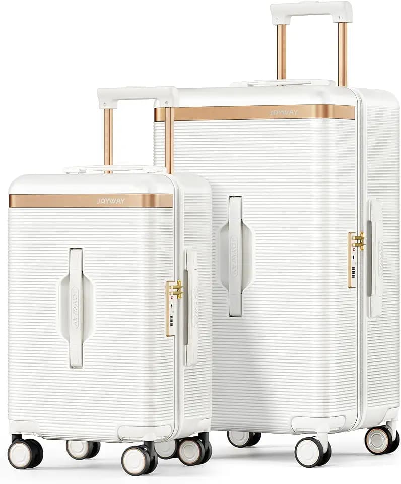 Joyway Luggage Sets 2 Piece, 22 Inch Carry On and 26 Inch Checked, White