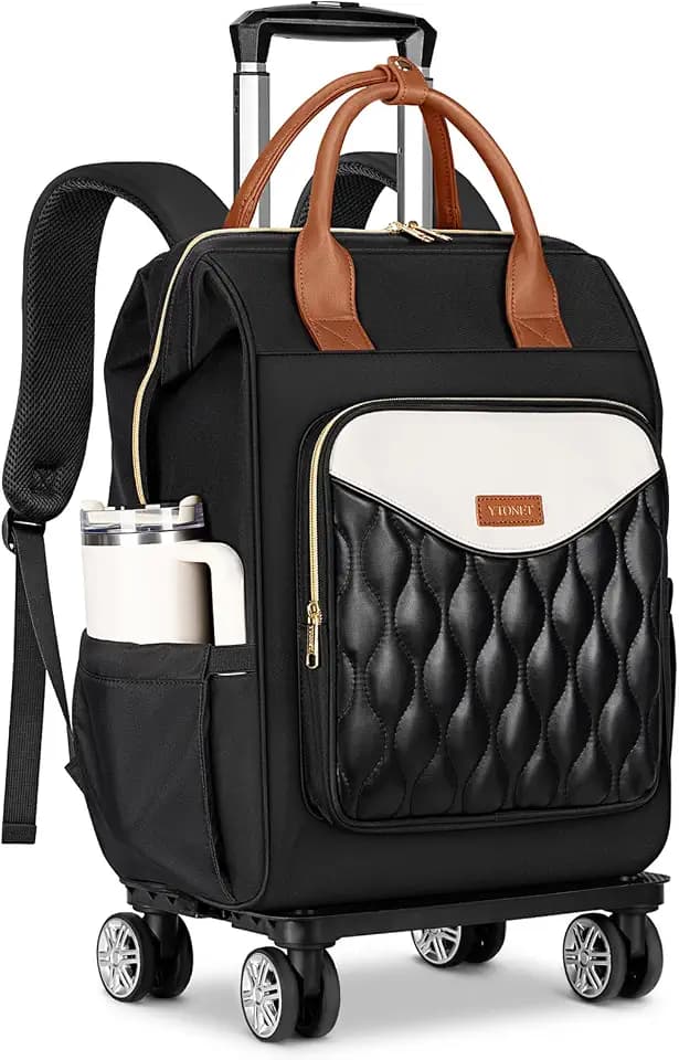 Ytonet Rolling Backpack for Women, 15.6 Inch Laptop Backpack with 4 Wheels