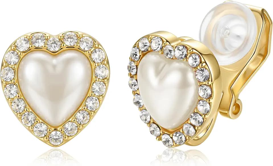 ORAZIO Clip on Earrings, Pearl Clip on Earrings for Women Fake Earrings