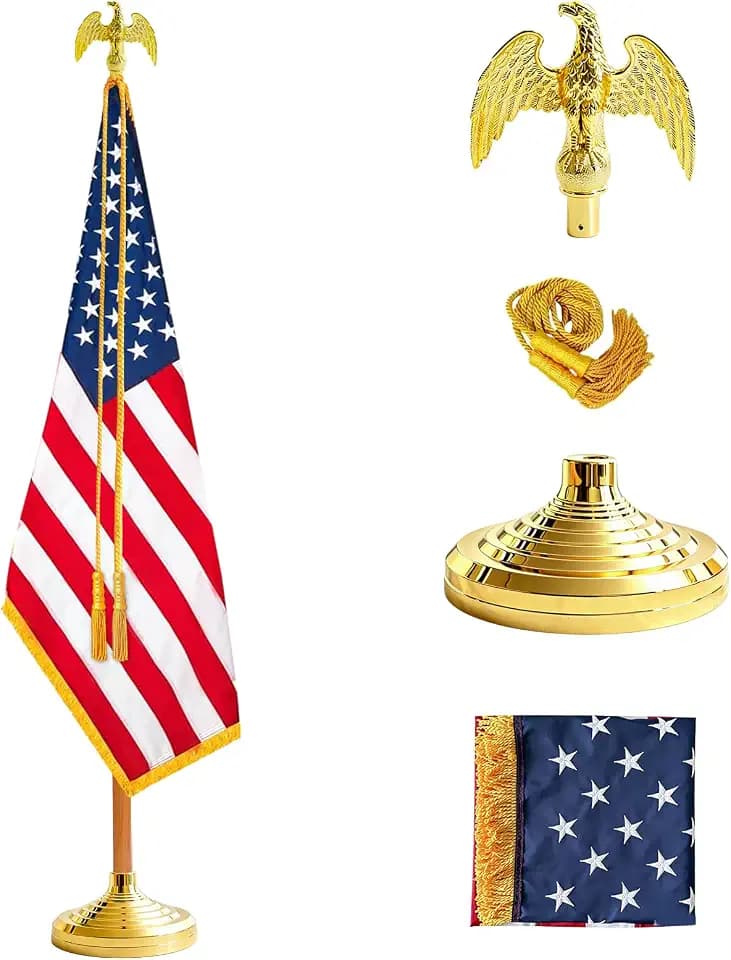 Indoor Flagpole,Presidential 8FT Wooden Indoor Flag Pole Set.