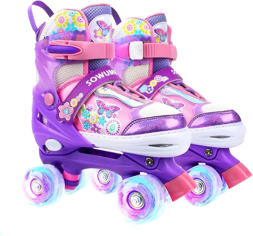 Adjustable Roller Skates for Girls and Women, All 8 Wheels of Girl's Skates Shine, Safe and Fun Illuminating for Kids