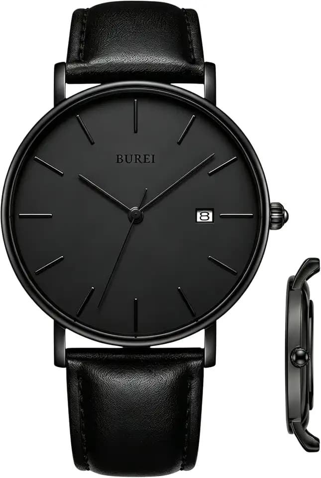 BUREI Men Wrist Watches Fashion Minimalist Thin Analog Quartz Waterproof Watches for Men, Refined Gifts for Men, Boyfriend, Husband, Dad
