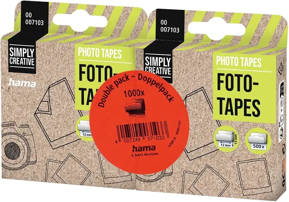 Hama Fototapes 1.000 Stück (2 x 500 Fotokleber, doppelseitig selbstklebende Klebepads, Klebepunkte geeignet für Fotoalbum und Scrapbook, eckig, in Spenderbox) weiß