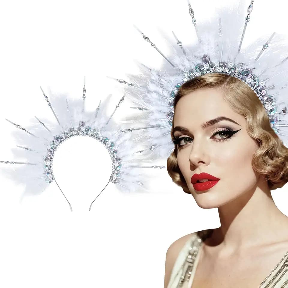 JeVenis Feather Headpiece 1920s Carnival Accessories Headdress for Women