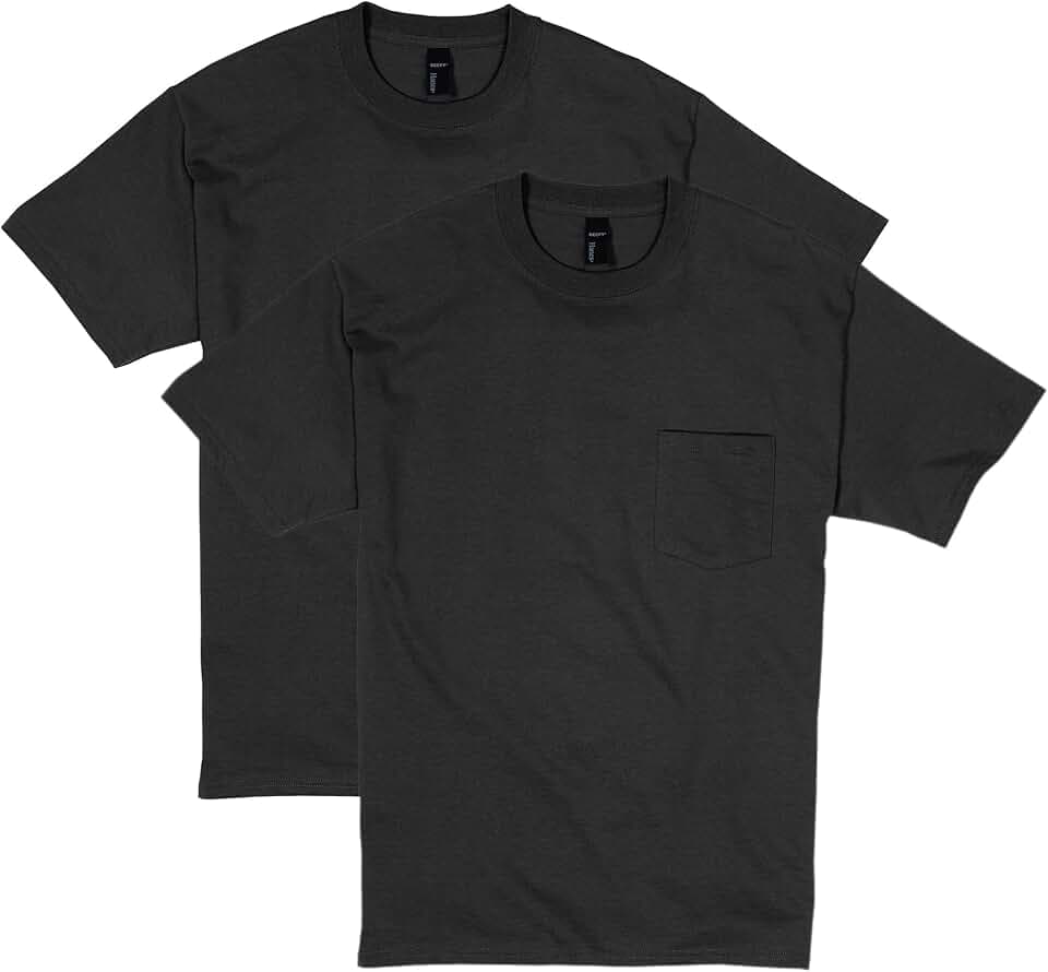 Hanes Men's Beefy-t Pocket, Heavyweight Cotton Pocket Tee for Men, Full-Cut T-Shirt, 1 Or 2 Pack