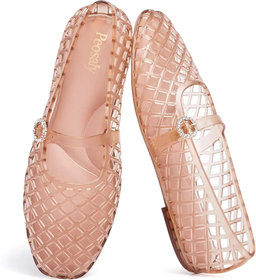 Flats for Women Comfortable Slip On Pointed Toe Womens Jelly Shoes