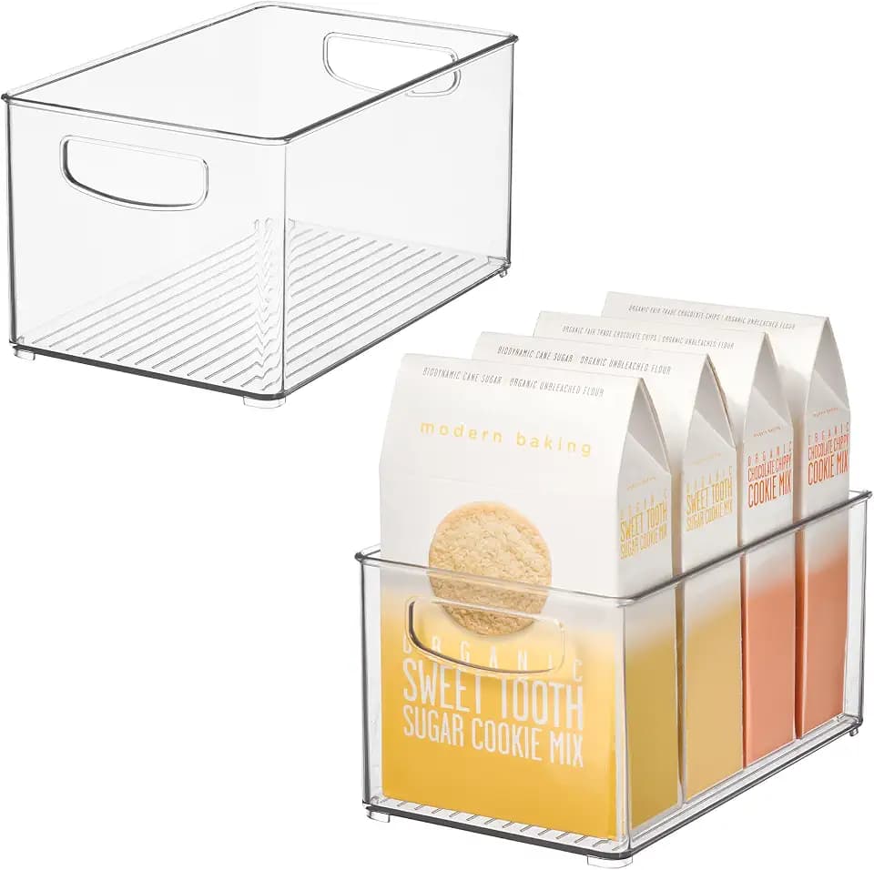 iDesign Stackable Clear Plastic Bin, 2-Pack