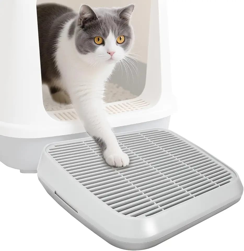 Katzenrampe für Katzentoilette, Trittleiter mit Filterfunktion grau