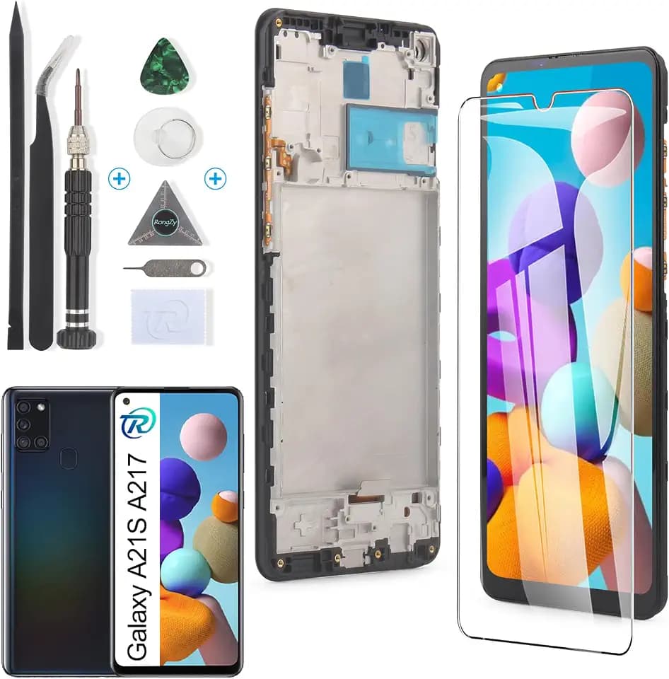 RongZy Ersatz Display Kompatibel für Samsung Galaxy A21S SM-A217F Touchscreen Bildschirm Digitizer Glas Assembly + Reparatur Tools(6.5'',Schwarz)