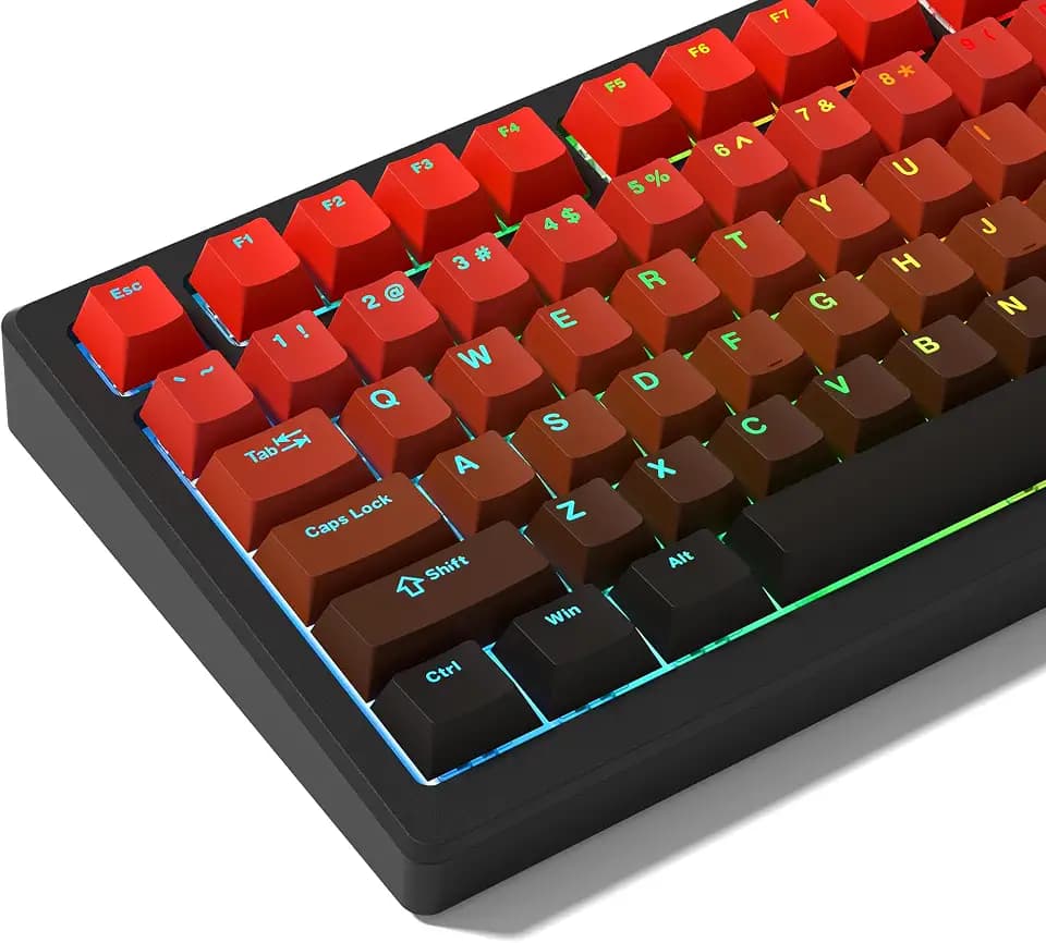 PBT Keycaps Double Shot Shine Through Gradient Red Cherry Profile